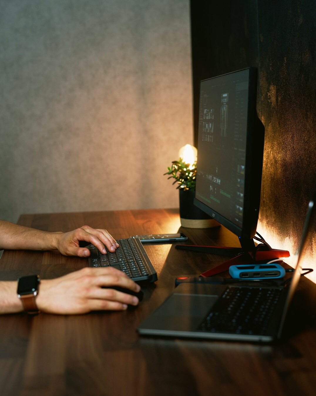 person reviewing work schedule on computer